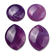 Natural Striped Agate/Banded Agate Cabochons, Flat Round/Horse Eye, Dyed & Heated, Purple, 29.5~41.5x29.5~31x6.5~7mm(G-B050-11A)
