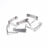 201 Stainless Steel Stud Earring Findings, with 304 Stainless Steel Pin, Teardrop, Stainless Steel Color, 15x3x1mm, Hole: 1.5mm, Pin: 0.8mm(X-STAS-P210-39P)