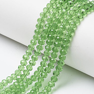 Glass Beads Strands, Faceted, Rondelle, Lime, 3.5~3.8x3mm, Hole: 0.4mm, about 113~115pcs/strand, 32~33cm(EGLA-A034-T3mm-D11)