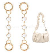 Transparent K9 Glass with Brass Purse Strap Extenders, with Alloy Spring Gate Ring, Light Gold, 136mm, 2pcs/set(FIND-AB00017)