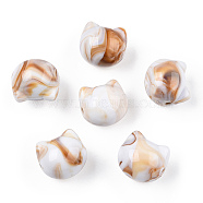 Opaque Acrylic Beads, Two Tone, Cat, Sandy Brown, 11x12x10.5mm, Hole: 1.8mm(SACR-N018-02C)