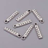 Tibetan Style Alloy Pendants for Teachers' Day, Lead Free & Cadmium Free, Ruler, Antique Silver, 24x5x2mm, Hole: 2mm(TIBEP-AB3128Y-NF)