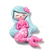 Cute Opaque Resin Cabochons, Mermaid, Deep Pink, 33.5x26x6.5mm(RESI-L040-01D)