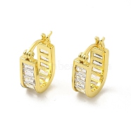 Clear Cubic Zirconia Oval Hoop Earrings, Brass Jewelry for Women, Light Gold, 15x10x5mm, Pin: 0.6~0.8x0.5mm(EJEW-E273-13LG)