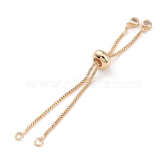 Rack Plating Brass Box Chain Link Bracelet Making, Slider Bracelets, with Cubic Zirconia, Long-Lasting Plated, Real 18K Gold Plated, 14cm, Single Chain Length: about 7cm(KK-A183-03G)