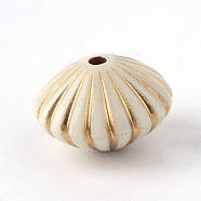 Bicone Plating Acrylic Beads, Golden Metal Enlaced, Beige, 10.5x15mm, Hole: 1.5mm, about 495pcs/500g(PACR-Q102-102A)