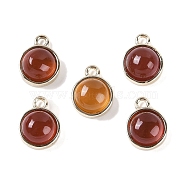 Natural Carnelian Pendants, with GoldenTone Rack Plating Brass, Flat Round, 9.8x7.5x4.3mm, Hole: 1.2mm(G-K372-03G-05)