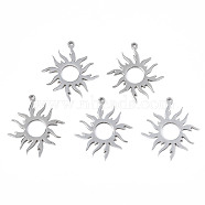 201 Stainless Steel Pendants, Sun, Stainless Steel Color, 28x24x1.5mm, Hole: 1.5mm(STAS-N098-051P)