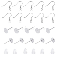 Earring Findings Sets, with 304 Stainless Steel Stud Earring Findings, 316 Stainless Steel Earring Hooks and Plastic Ear Nuts, Stainless Steel Color, 400pcs/box(STAS-UN0011-26P)