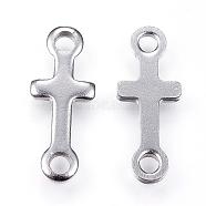 304 Stainless Steel Links connectors, Sideways Cross, Stainless Steel Color, 18x7x1.5mm, Hole: 2mm(STAS-P108-02P)