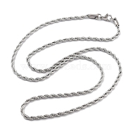 Brass Chain Necklaces, Torsion Chain, Real Platinum Plated, 23.94 inch(608mm)(KK-B082-26P)