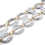 Handmade Imitation Gemstone Style Acrylic Chains, with CCB Plastic Linking Rings, WhiteSmoke, 3.28 Feet(1m)/strand(AJEW-JB00979-04)