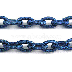 Handmade Silk Cable Chains Loop, Midnight Blue, 9.8~12x6.8~8.5x2mm, 25~27 inch(X-NFS037-07)