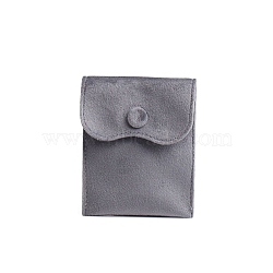 Velvet Pouches, Jewelry Storage Bag, for Bracelets, Rings, Necklaces, Rectangle, Gray, 10x8cm(PW-WG50257-01)