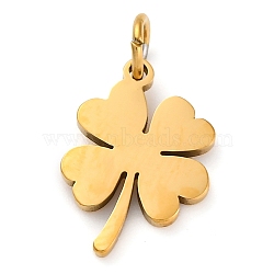 304 Stainless Steel Pendants, Real 18K Gold Plated, Laser Cut, Clover, 15x10.5x1mm, Hole: 3mm, 5pcs/set(STAS-Q331-01I)