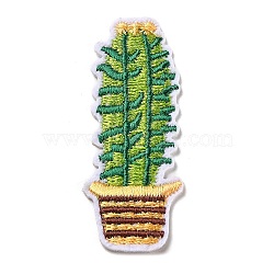 Cactus Appliques, Computerized Embroidery Cloth Iron on/Sew on Patches, Costume Accessories, Green, 58x22x1.5mm(DIY-D080-03)
