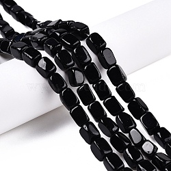 Natural Black Stone Beads Strands, Cuboid, 10~11.5x7.5~8.5x7~8mm, Hole: 1.2mm, about 34pcs/strand, 15.16''(38.5cm)(G-T138-88)