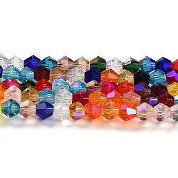 Transparent Electroplate Glass Beads Strands, AB Color Plated, Faceted, Bicone, Colorful, 2.9~3.3mm, about 145~150pcs/strand, 41.5~42cm(GLAA-F029-2mm-D29)