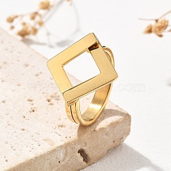 304 Stainless Steel Rhombus Finger Rings, Ion Plating(IP), Golden, 19mm, US Size 6(16.5mm)(RJEW-Q012-16G)