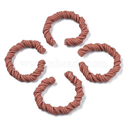 Polymer Clay Twist Rope Open Ring, for DIY Jewelry Making, Sienna, 41~43x37~40x6.5~7.5mm(CLAY-N010-031-03)