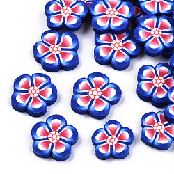 Handmade Polymer Clay Cabochons, Flower, Blue, 9~10x9~11x2mm, about 3989pcs/790g(CLAY-T016-42A)