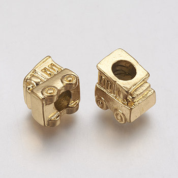 Ion Plating(IP) 304 Stainless Steel European Beads, Large Hole Beads, Car, Golden, 11x10x9mm, Hole: 4.5mm