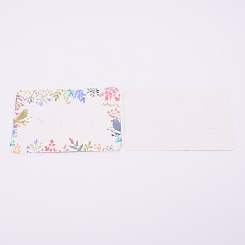 White Cardboard Hair Clip Display Cards, Rectangle with Leaf Pattern, Colorful, 2-3/4x4 inch(6.9x10cm)