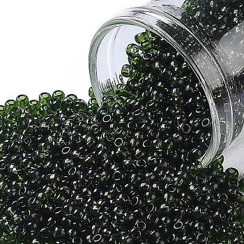 TOHO Round Seed Beads, Japanese Seed Beads, (940) Transparent Olivine, 11/0, 2.2mm, Hole: 0.8mm, about 5555pcs/50g