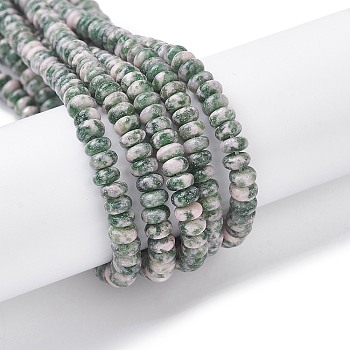 Natural Green Spot Jasper Beads Strands, Rondelle, 4.5x2.5mm, Hole: 0.8mm, about 158pcs/strand, 15.55 inch(39.5cm)