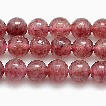 Natural Strawberry Quartz Beads Strands, Round, FireBrick, 6mm, Hole: 1mm
