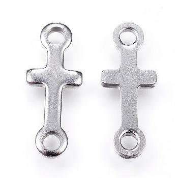 304 Stainless Steel Links connectors, Sideways Cross, Stainless Steel Color, 18x7x1.5mm, Hole: 2mm