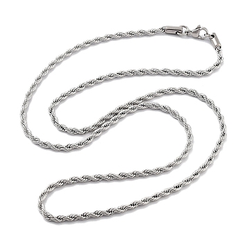 Brass Chain Necklaces, Torsion Chain, Real Platinum Plated, 23.94 inch(608mm)