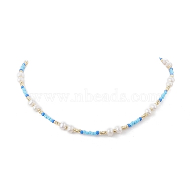 Acrylic Imitation Pearl & Glass Seed Beaded Necklace for Women(NJEW-JN04278)-6