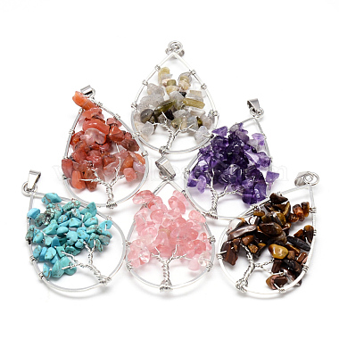 Platinum Tree Mixed Stone Big Pendants