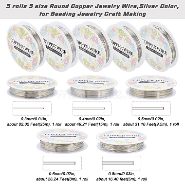 5 rolls 5 size Copper Jewelry Wire(CWIR-SC0001-03C)-2
