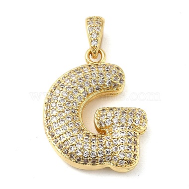 Real 18K Gold Plated Clear Letter G Brass+Cubic Zirconia Pendants