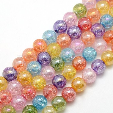 8mm Mixed Color Round Crackle Crystal Beads