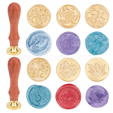 SUPERDANT 6Pcs 6 Style Wax Seal Brass Stamp Head(DIY-SD0001-40)-2