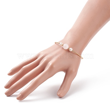 Bracelet en perles rondes de quartz rose naturel et de perles(BJEW-JB08464-02)-3