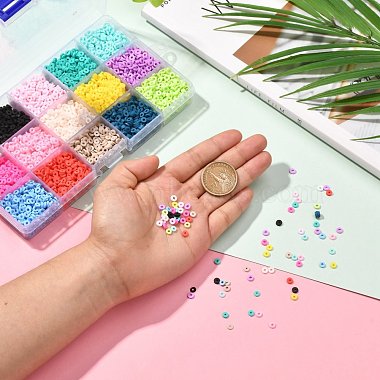 150g 15 couleurs perles en pâte polymère faites à la main(CLAY-JP0001-12-4mm)-3