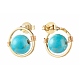 Synthetic Turquoise Round Beads Stud Earrings for Girl Women(EJEW-JE04666-05)-2