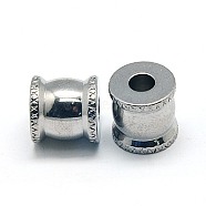 201 Stainless Steel Beads, Column, Stainless Steel Color, 10x10mm, Hole: 4mm(X-STAS-E039-23A)