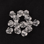 6MM Faceted Bicone Crystal Beads Transparent Clear Acrylic Beads, Dyed, 6mm, Hole: 1mm(X-DBB6mm01)