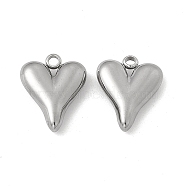 201 Stainless Steel Pendants, Heart Charm, Stainless Steel Color, 18x14x4.5mm, Hole: 2mm(STAS-J401-VC725)