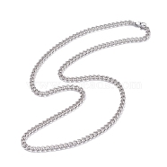 304 Stainless Steel Curb Chains Necklace for Men Women, Stainless Steel Color, 20.08 inch(51cm)(NJEW-JN03846-02)