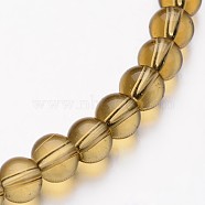Glass Round Bead Strands, Tan, 8mm, Hole: 1mm, about 40pcs/strand, 11 inch(GLAA-I028-8mm-15)