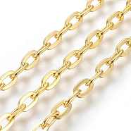 Iron Cable Chains, Unwelded, Flat Oval, Cadmium Free & Lead Free, Golden Color, 7x5.1x1.2mm(X-CH-1.2PYSZ-G)