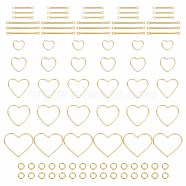 DIY Jewelry Making Finding Kit, Including Brass Heart Linking Rings & Links connectors & Jump Rings, Real 18K Gold Plated, 90Pcs/box(DIY-GO0001-12)