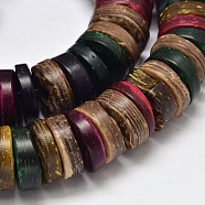Colorful Natural Coconut Disc Bead Strands, Mixed Color, 12x3mm, Hole: 2mm, about 103pcs/strand, 15.4 inch(COCB-O002-03)
