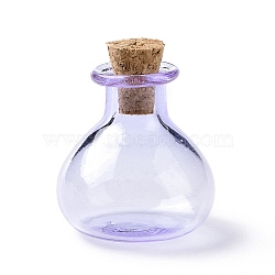 Miniature Glass Bottles, with Cork Stoppers, Empty Wishing Bottles, for Dollhouse Accessories, Jewelry Making, Lilac, 27.5x21mm(GLAA-H019-03B)